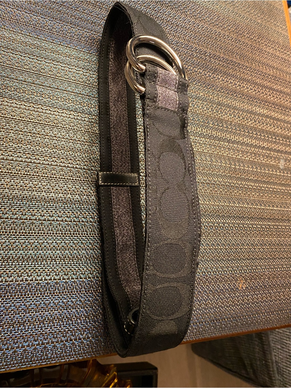 Coach Black Signature Canvas Adjustable Crossbody Strap with Polished Rings